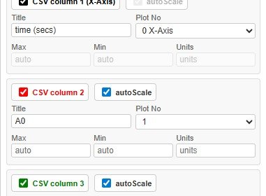 Field blocks showing CSV column colour coding